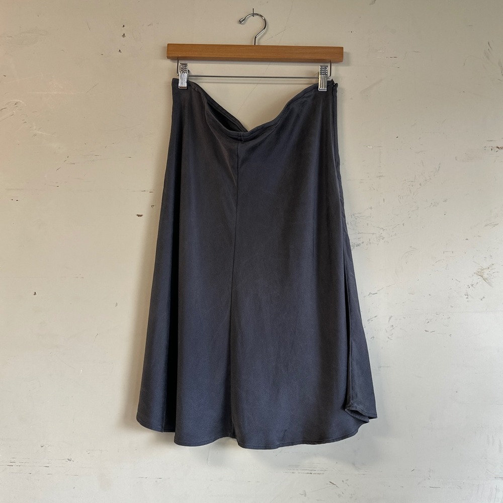 Eileen fisher charcoal silk midi slip skirt petite large